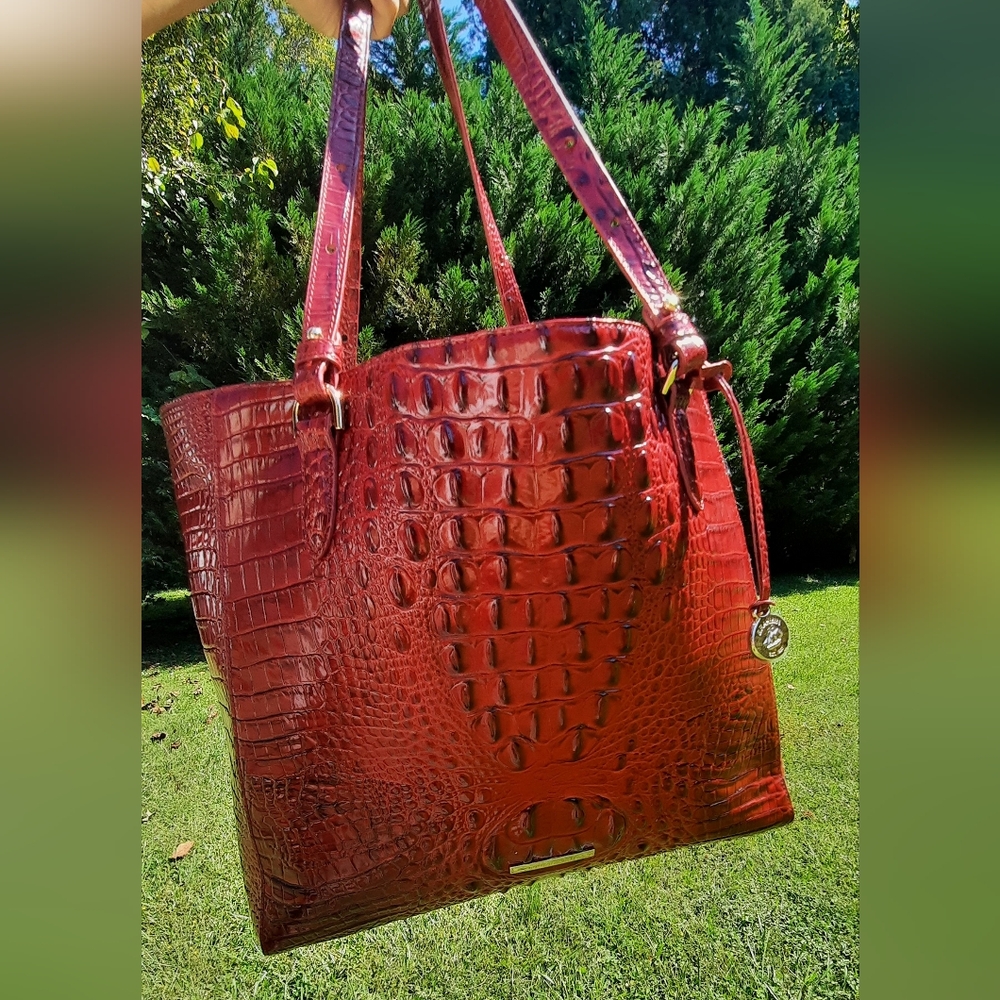 Brahmin Red Crocodile Embossed Tote